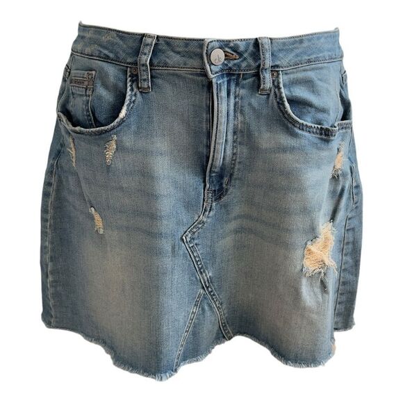 CALVIN KLEIN JEANS Denim Mini Skirt Distressed Design Size 30 - Picture 1 of 5